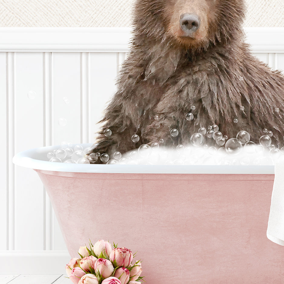 Bear in Cottage Pink Bath