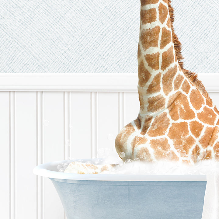 Tall Giraffe in Cottage Blue Bath