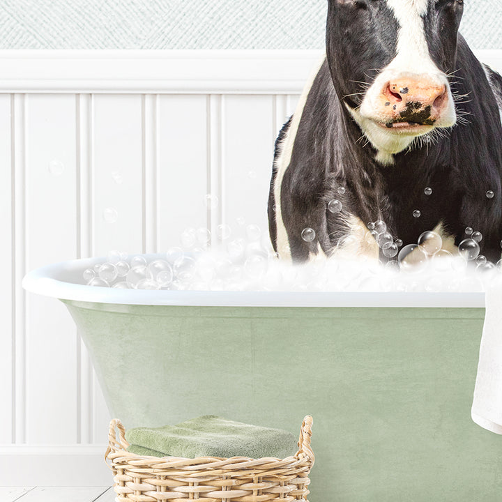 Black and White Cow in Cottage Green Bath