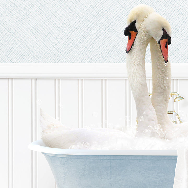 Swans in Cottage Blue Bath