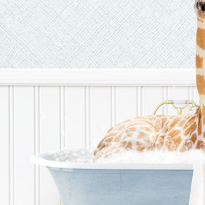 Giraffe in Cottage Blue Bath