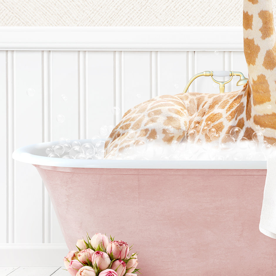 Giraffe in Cottage Pink Bath