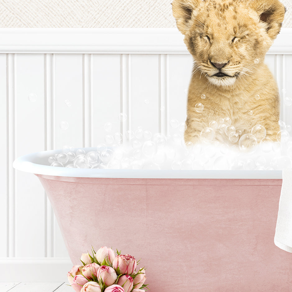 Lion Cub in Cottage Pink Bath