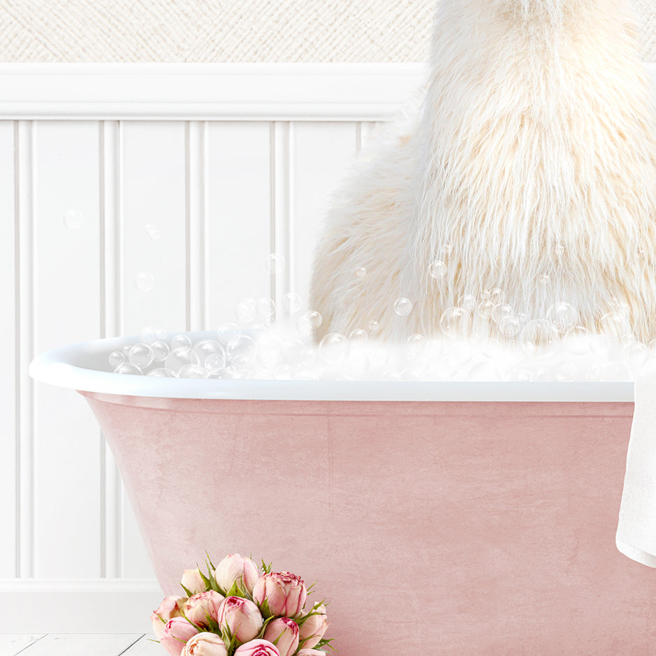 Llama in Cottage Pink Bath