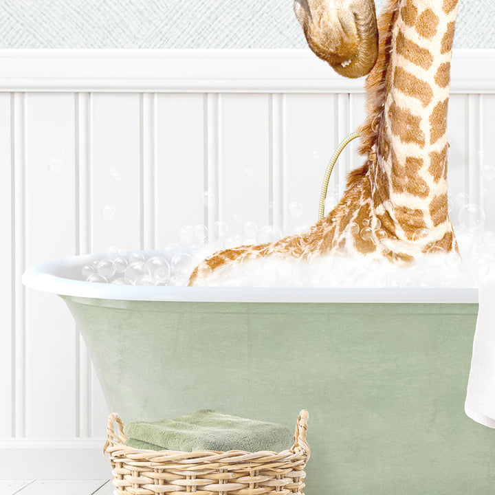 Mother and Baby Giraffe in Cottage Green Bath