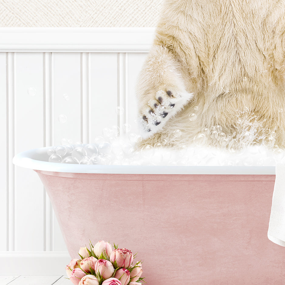 Polar Bear in Cottage Pink Bath