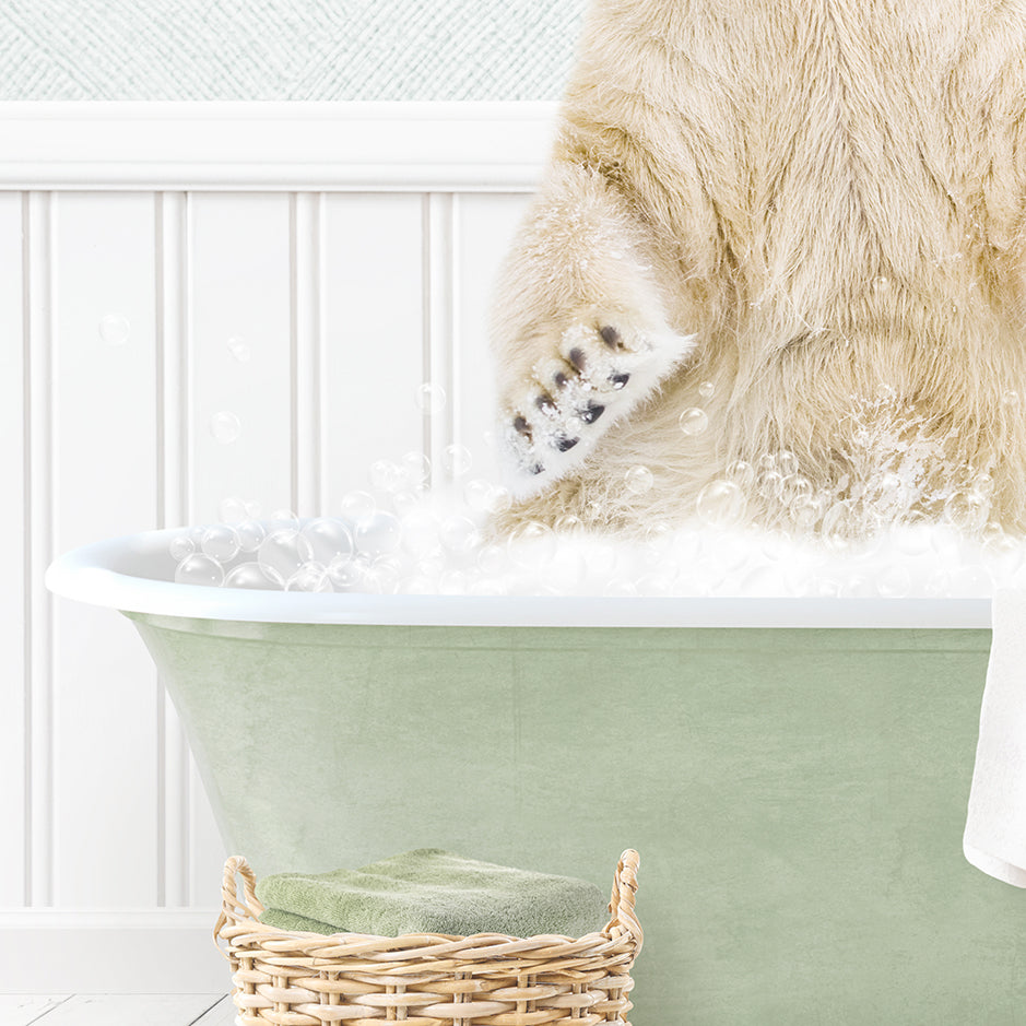 Polar Bear in Cottage Green Bath