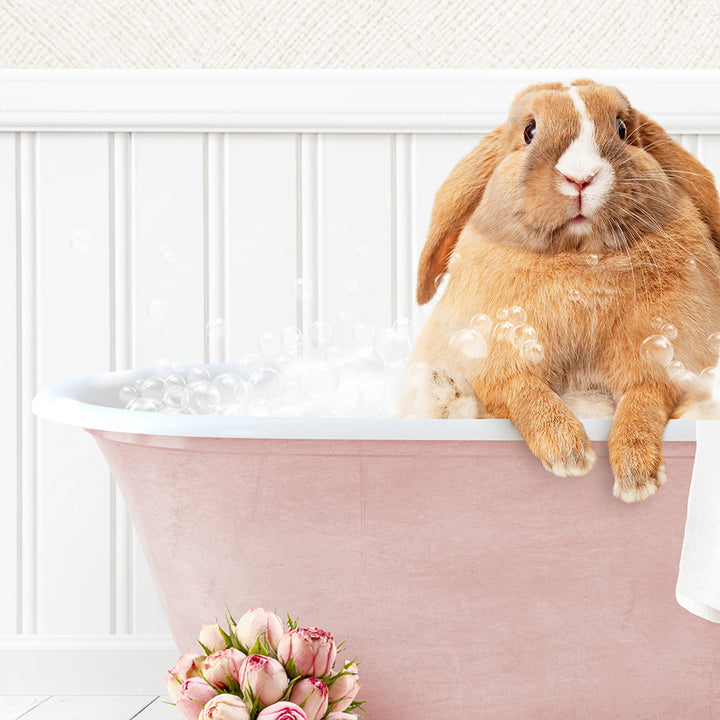 Pudgy Bunny in Cottage Pink Bath