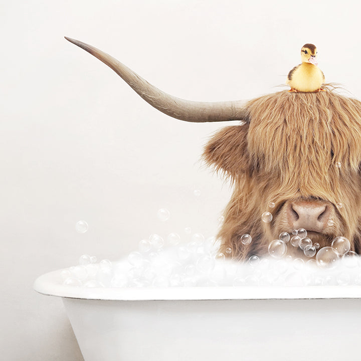 Highland Cow "Randall" in Rustic Bath