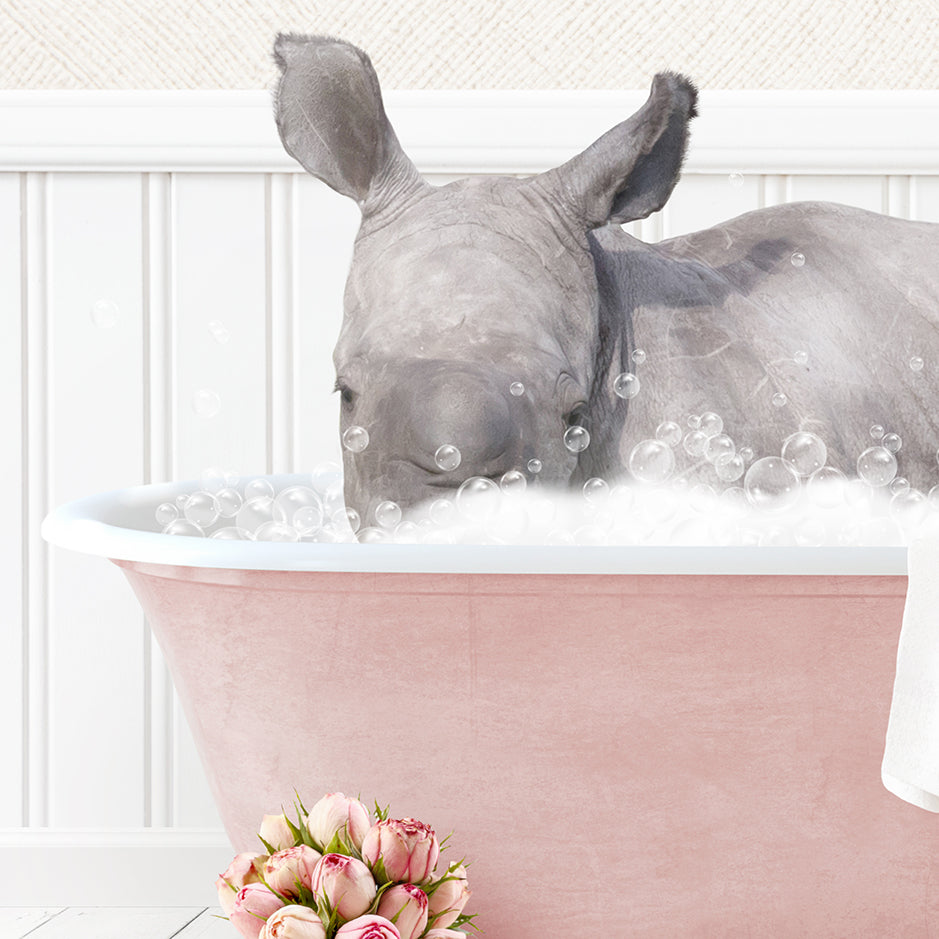 Baby Rhino in Cottage Pink Bath