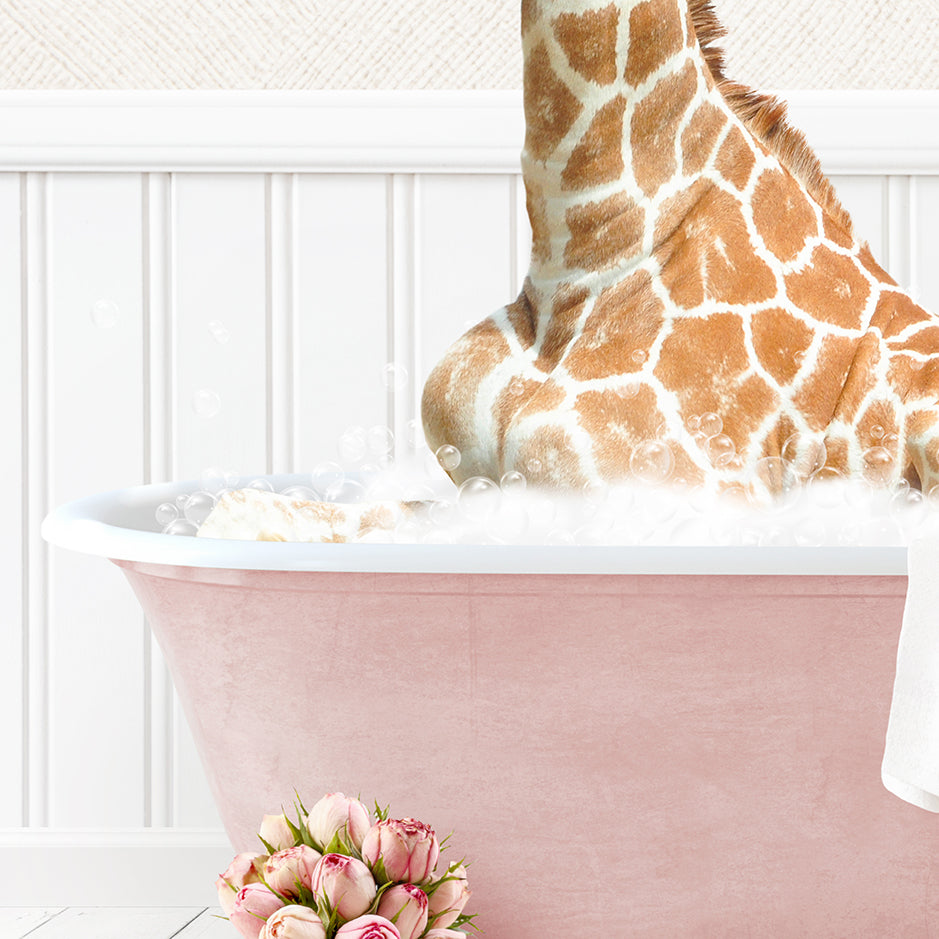 Tall Giraffe in Cottage Pink Bath