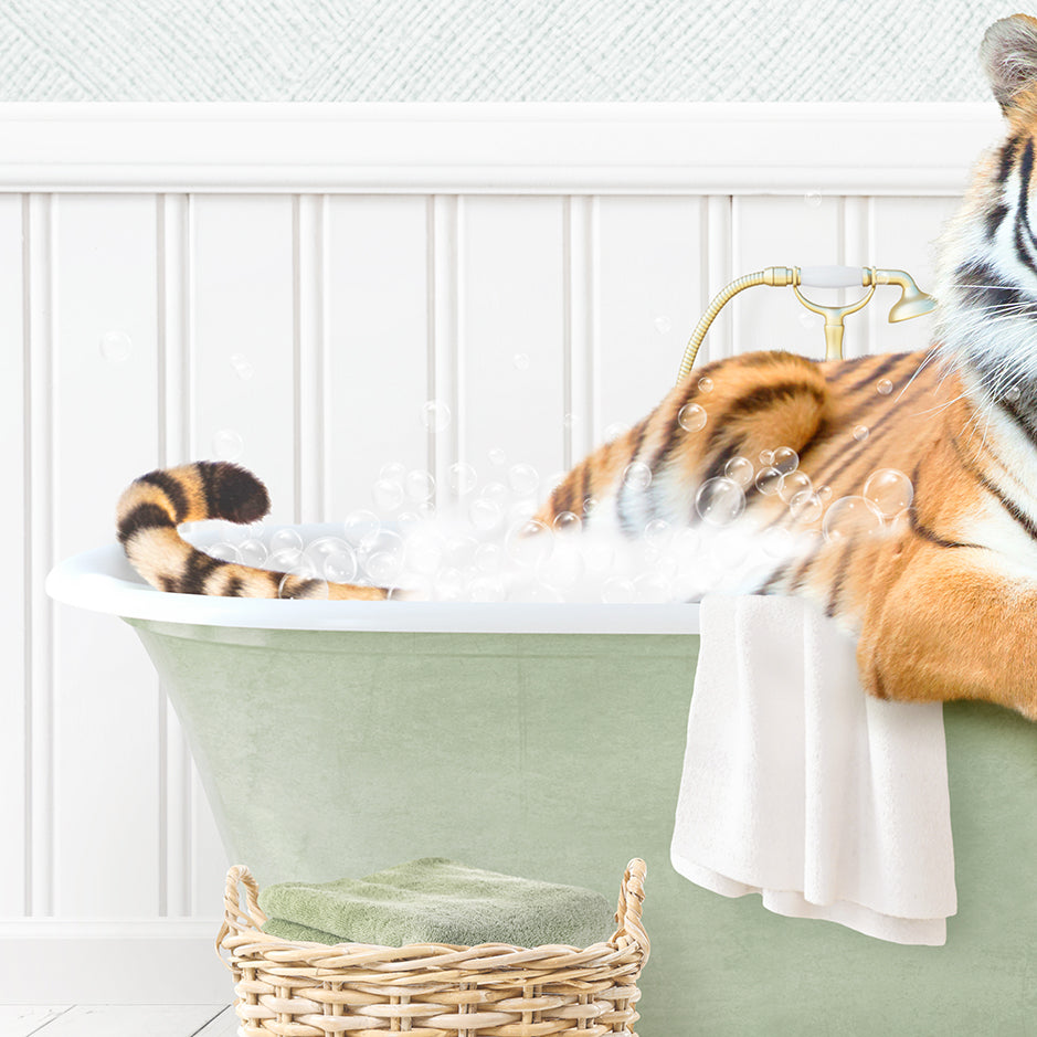 Tiger in Cottage Green Bath