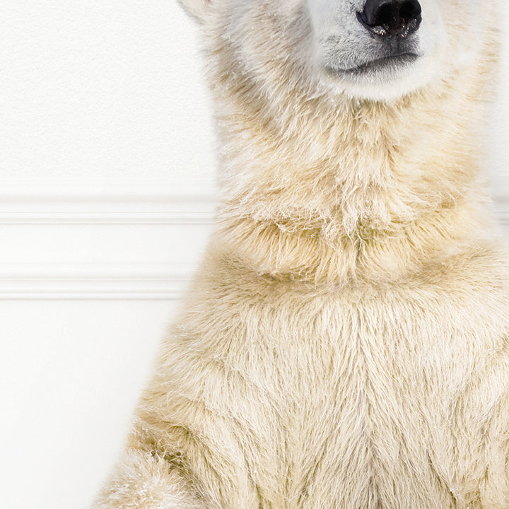 Polar Bear Balancing Laundry Basket - Simple White Wall